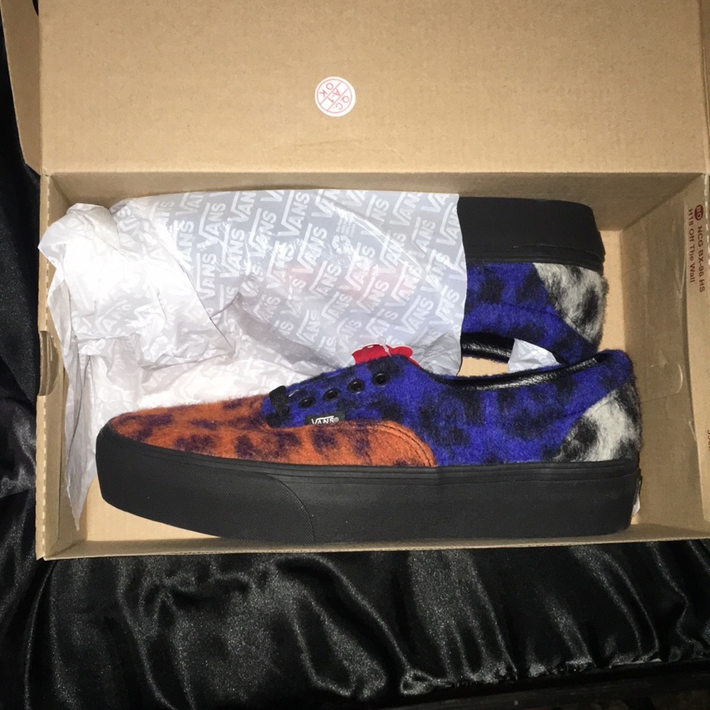Vans cheetah print fleece platform shoes